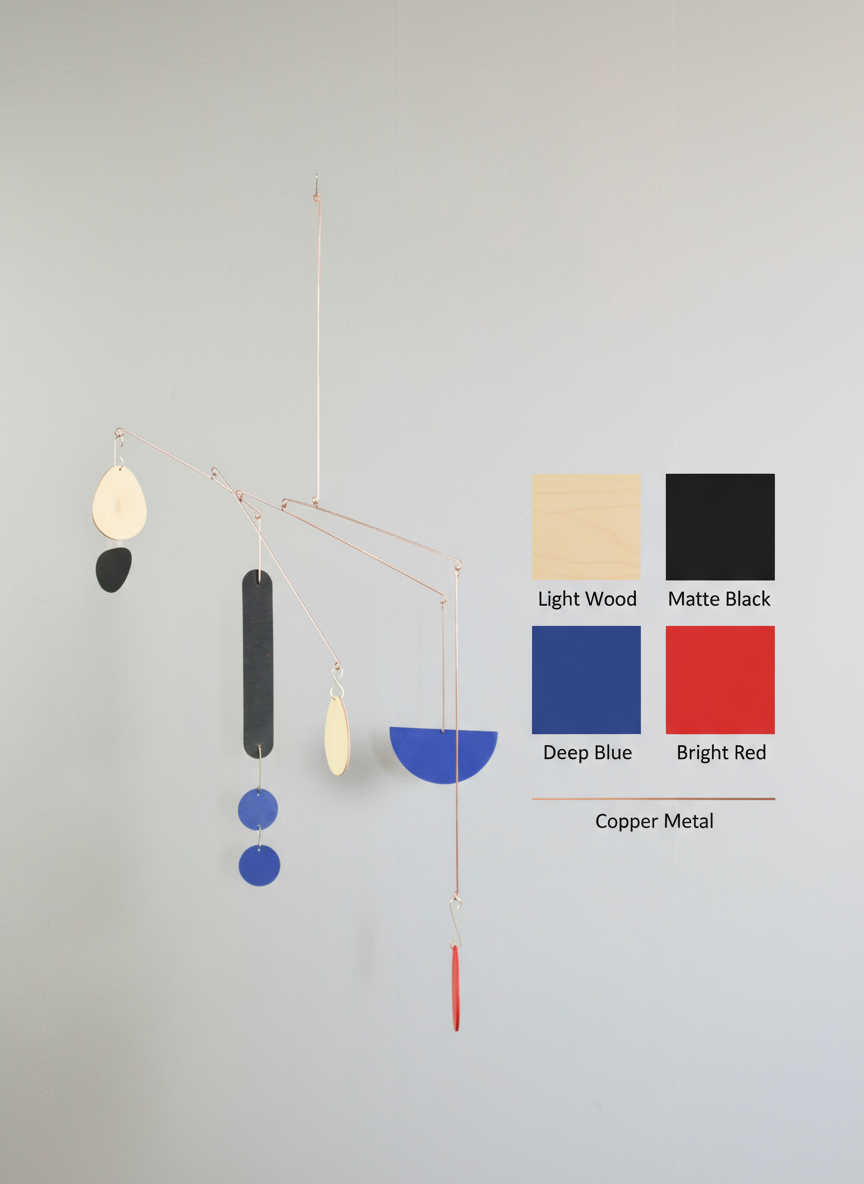 Kinetic Mobile N.11 - Bauhaus Inspired Color Palette